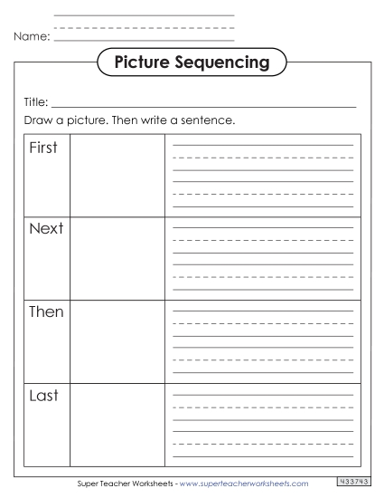 Graphic Organizers - Sequencing Boxes with Drawing  First, Next, Then, and Last