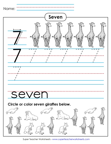 Number Seven - Seven: Trace, Print, Count