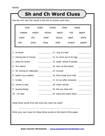 Sample Worksheet Images - Sh - Ch Clues Sample Worksheet Images - Sh - Ch Clues