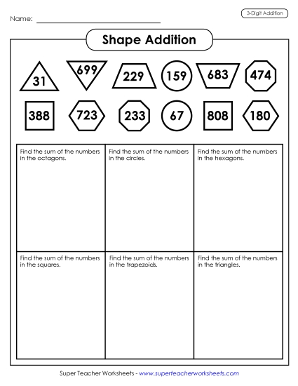 Addition (3-Digit Addends) - Shape Addition (3-Digit) Addition (3-Digit Addends) - Shape Addition (3-Digit)