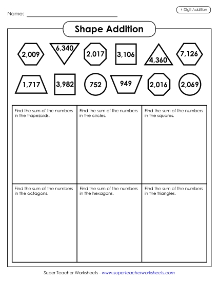 4-Digit Addition - Shape Addition (4-Digit)