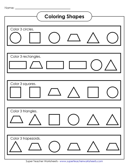 Mixed Shapes - Shape Coloring Activity