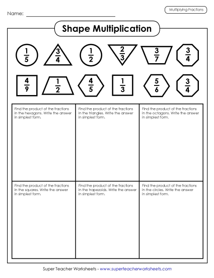 Multiplying Fractions - Shape Fraction Multiplication