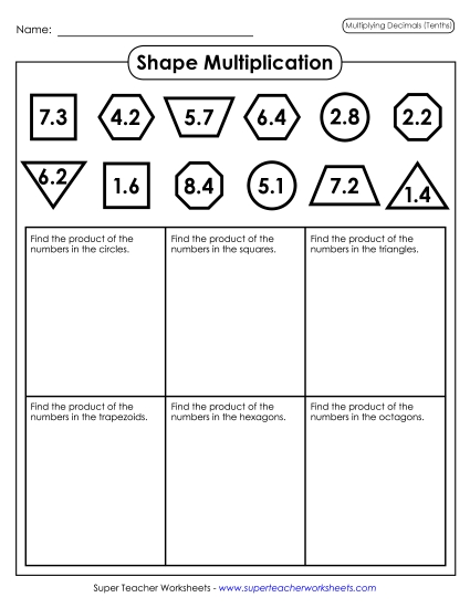 Multiplying Decimals By 1-Digit Numbers - Shape Multiplication (Tenths) 