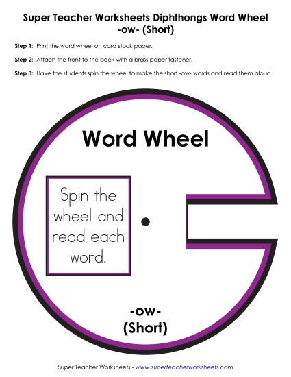 Vowel Diphthongs - Short OW -  Word Wheel (Printable PDF Worksheet)