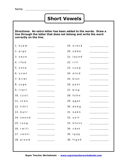 Long and Short Vowels - Short Vowel Mystery Words
