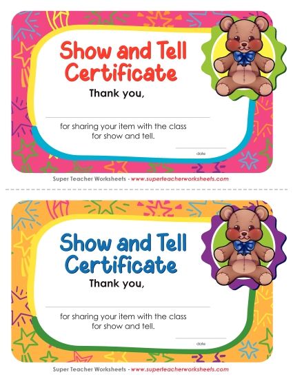 Honor and Merit Rolls - Show and Tell Certificate Honor and Merit Rolls - Show and Tell Certificate