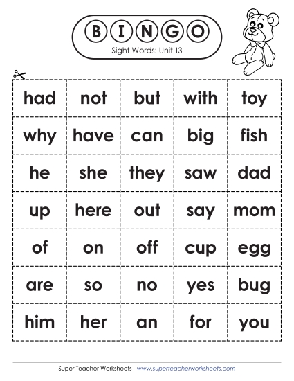 Worksheets - Sight Word Bingo (Unit 13) Worksheets - Sight Word Bingo (Unit 13)