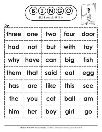 Worksheets - Sight Word Bingo (Unit 14)