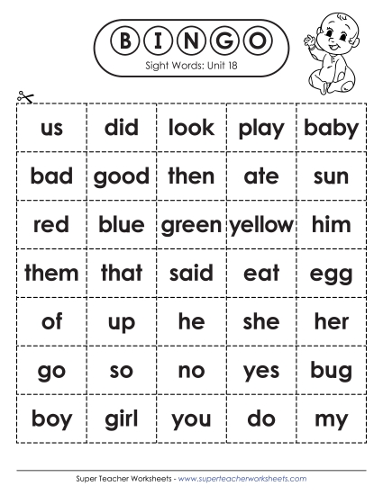 Worksheets - Sight Word Bingo (Unit 18) Worksheets - Sight Word Bingo (Unit 18)