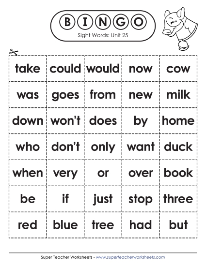 Worksheets - Sight Word Bingo (Unit 25) Worksheets - Sight Word Bingo (Unit 25)