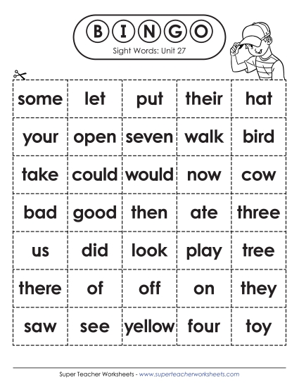 Worksheets - Sight Word Bingo (Unit 27) Worksheets - Sight Word Bingo (Unit 27)