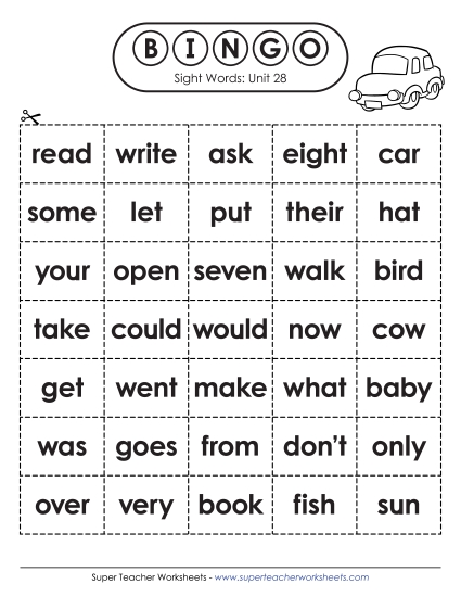 Worksheets - Sight Word Bingo (Unit 28) Worksheets - Sight Word Bingo (Unit 28)