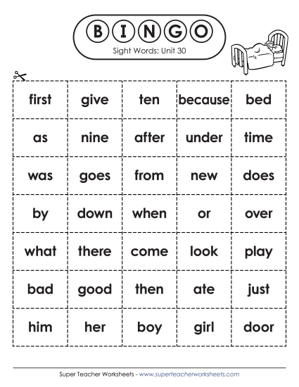 Worksheets - Sight Word Bingo (Unit 30) Worksheets - Sight Word Bingo (Unit 30)