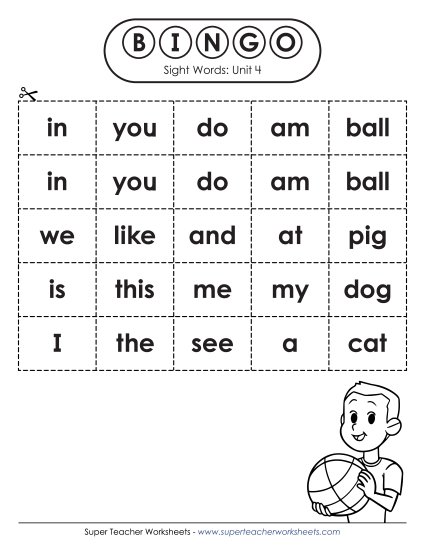 Worksheets - Sight Word Bingo (Unit 4) Worksheets - Sight Word Bingo (Unit 4)