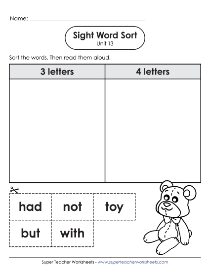Worksheets - Sight Word Sort (Unit 13) Worksheets - Sight Word Sort (Unit 13)