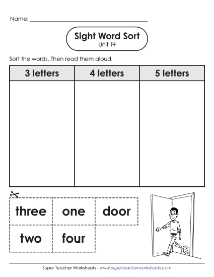 Worksheets - Sight Word Sort (Unit 14)