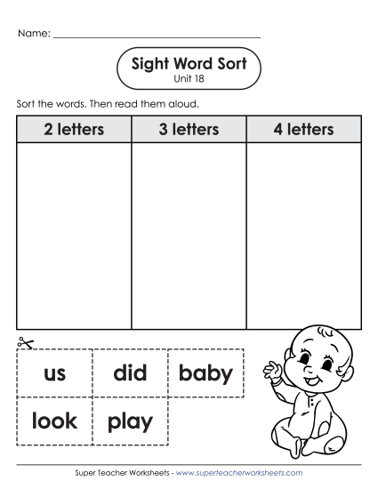 Worksheets - Sight Word Sort (Unit 18) Worksheets - Sight Word Sort (Unit 18)