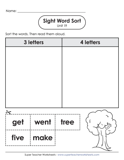 Worksheets - Sight Word Sort (Unit 19) Worksheets - Sight Word Sort (Unit 19)