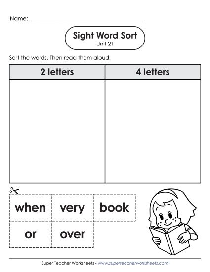 Worksheets - Sight Word Sort (Unit 21) Worksheets - Sight Word Sort (Unit 21)