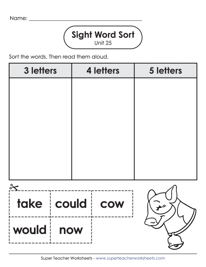 Worksheets - Sight Word Sort (Unit 25) Worksheets - Sight Word Sort (Unit 25)
