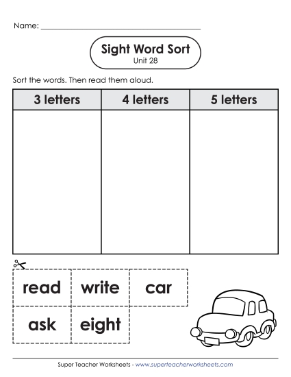 Worksheets - Sight Word Sort (Unit 28) Worksheets - Sight Word Sort (Unit 28)