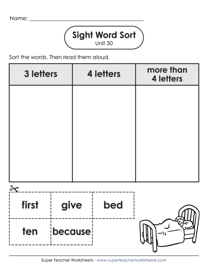 Worksheets - Sight Word Sort (Unit 30) Worksheets - Sight Word Sort (Unit 30)