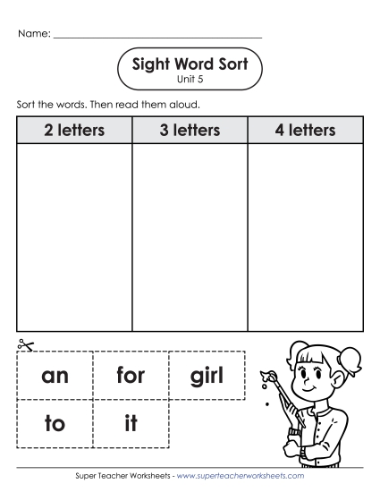 Worksheets - Sight Word Sort (Unit 5) Worksheets - Sight Word Sort (Unit 5)