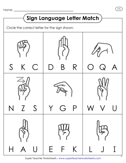 Letter Matching Worksheets - Sign-Letter Match Worksheet 2 (Printable PDF Worksheet)