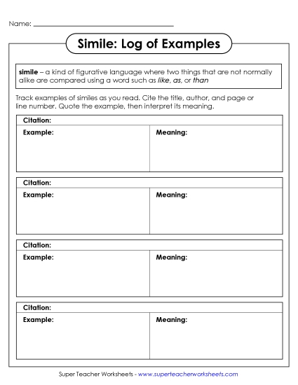 Similes - Simile: Log of Examples
