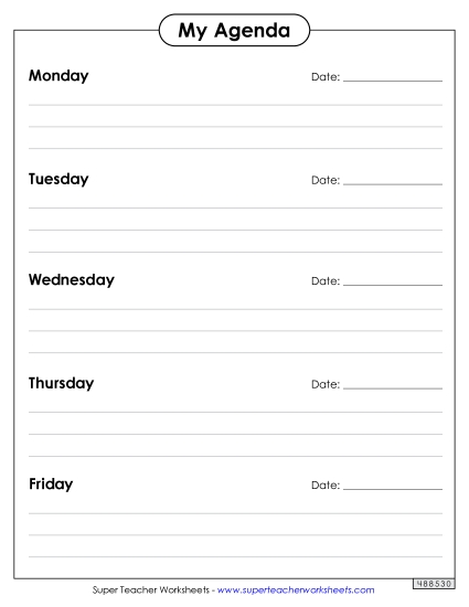 Homework Agendas - Simple Border Agenda