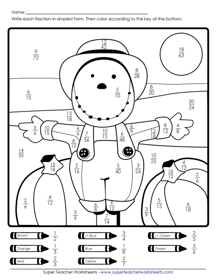 Fractions - Simplifying Fractions: Scarecrow Fractions - Simplifying Fractions: Scarecrow