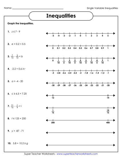 Intermediate Level: Pos & Neg Numbers - Single Variable Inequalities - Intermediate (Addition & Subtraction) Intermediate Level: Pos & Neg Numbers - Single Variable Inequalities - Intermediate (Addition & Subtraction)