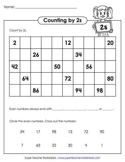Skip Count by 2s: Table Skip Count by 2s: Table