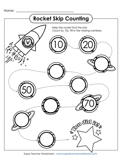 Skip Counting Rocket (By 10s)