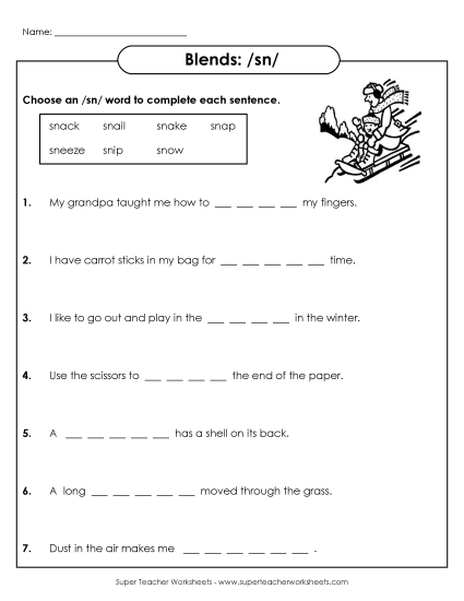 Worksheets - SN Sentences