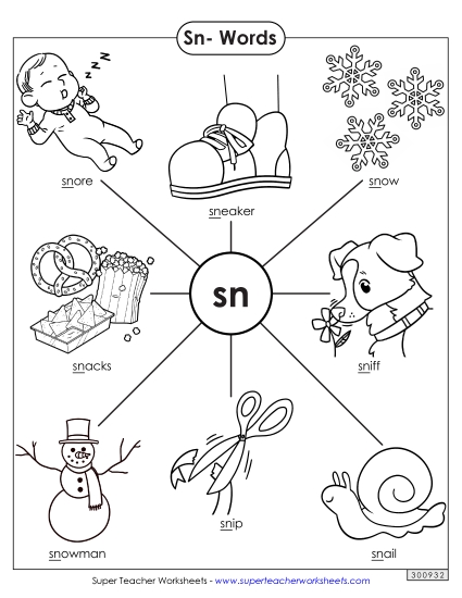 Phonics Blends and Digraphs - Sn- Words