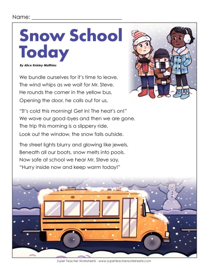 Poems - Snowy School Day (Poem) Poems - Snowy School Day (Poem)