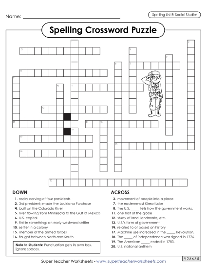 Worksheets and Activities - Social Studies Spelling Crossword Worksheets and Activities - Social Studies Spelling Crossword