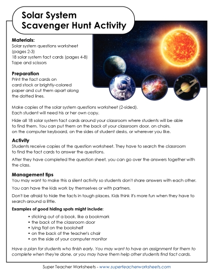 Projects and Activities - Solar System Scavenger Hunt