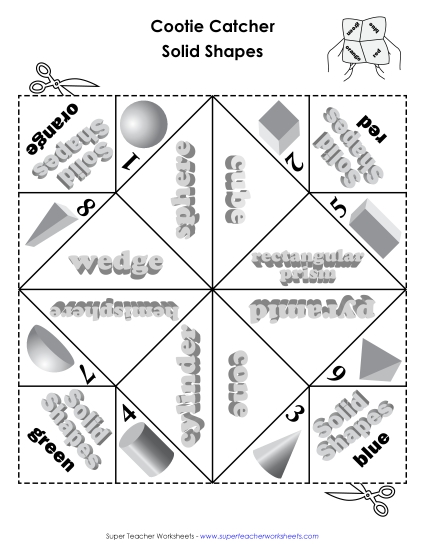 Identifying Shapes - Solid Shapes Cootie Catcher Identifying Shapes - Solid Shapes Cootie Catcher