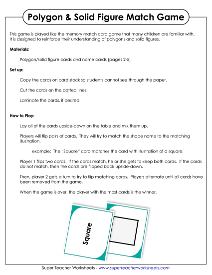 Identifying Shapes - Solids & Polygons Matching Game