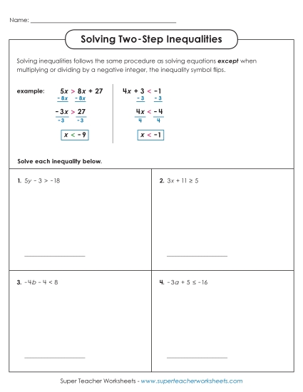 Basic Level - Solving Two-Step Inequalities (Basic) Basic Level - Solving Two-Step Inequalities (Basic)