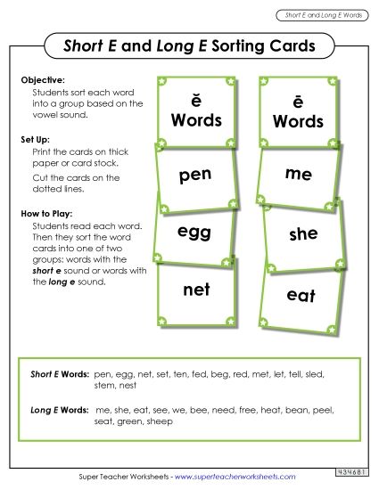 Sample Worksheet Images - Sorting - Long E, Short E Sample Worksheet Images - Sorting - Long E, Short E