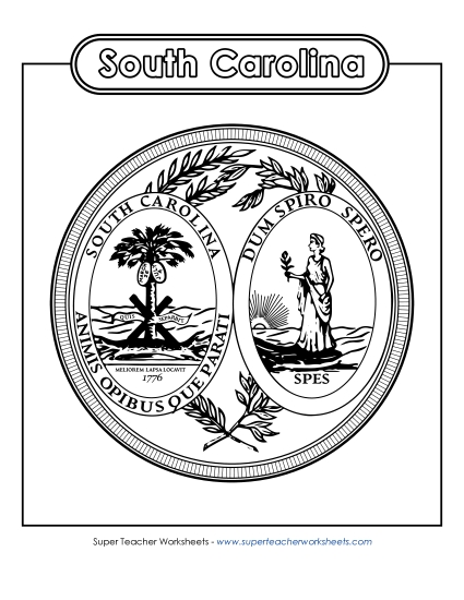 Flags & Seals - South Carolina State Seal (Black & White)