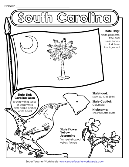 Symbols - South Carolina State Symbols Coloring Page