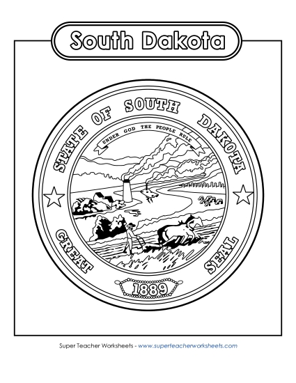 Flags & Seals - South Dakota State Seal (Black & White)