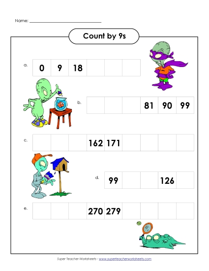 Skip Count by 9s - Space Alien Counting Skip Count by 9s - Space Alien Counting