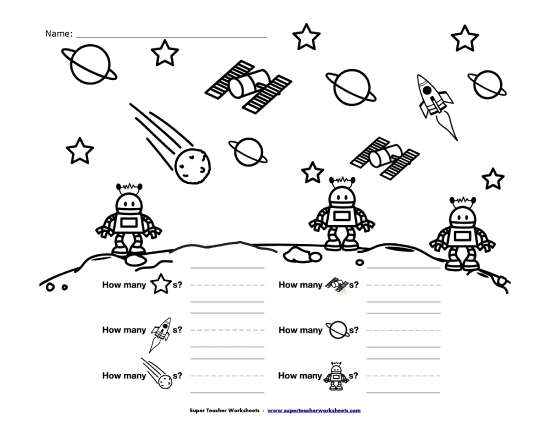 Counting Up to 10 - Space Creature Scene - Counting