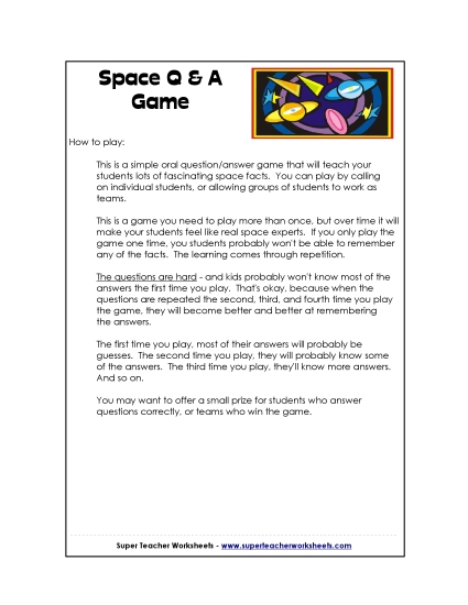 Worksheets (Level: Intermediate) - Space Q & A